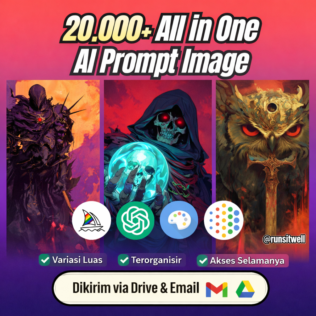 20.000+ Prompt Gambar AI All in One - AI Art, Midjourney, ChatGPT, Dall-E, Stable Diffusion, Adobe F