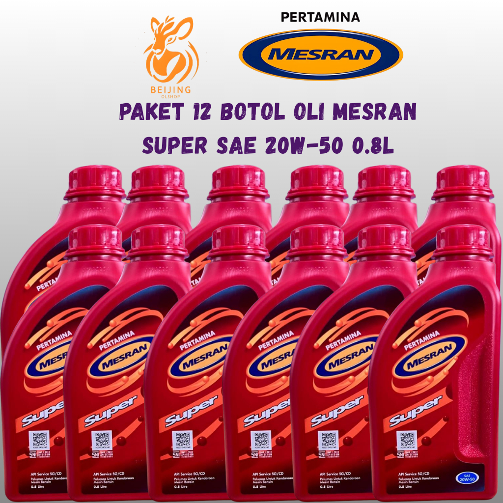 ( beijing ) OLI MESIN MOTOR MESRAN SUPER 20W-50 0.8 LITER PAKET 12 BOTOL