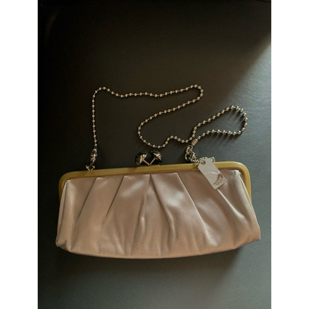 COACH RARE Satin Clutch handbag shoulder tas pesta mewah
