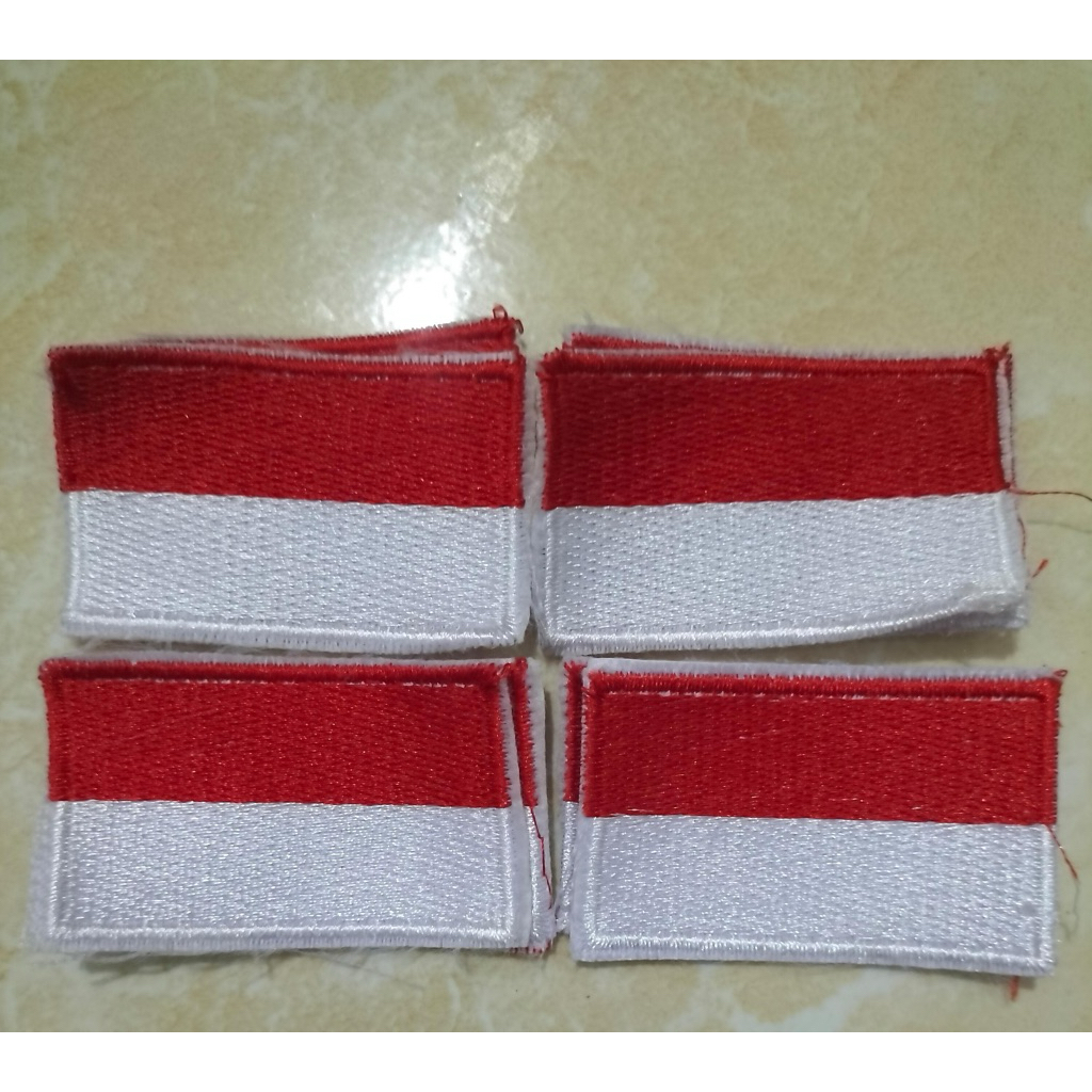 Bet Bordir Bendera Merah Putih - Desain Rapi, Ukuran Kecil dan Sedang, Cocok untuk Seragam