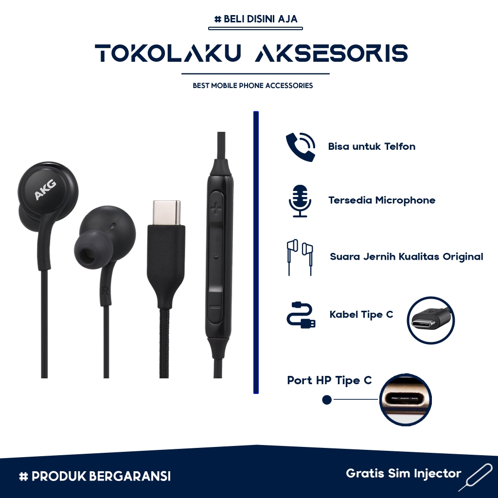 Headset SAM AKG Tipe C Original Earphone SAM AKG Tipe C Original Henset SAM AKG Tipe C Original Head