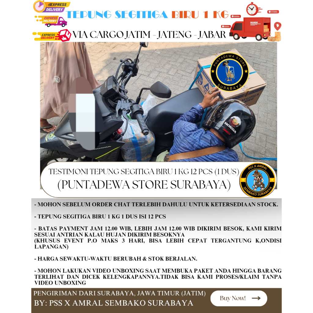 TEPUNG SEGITIGA BIRU 1KG & 500 GR 1 DUS SURABAYA BRT