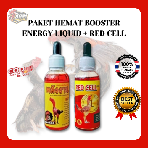 Paket Hemat Booster Energy Liquid + Red Cell Ori Thailand | Doping Ayam Bangkok Aduan Stamina & Tena