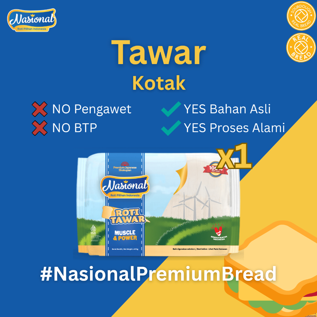 NASIONAL Roti Tawar Kotak (Halal Tanpa Pengawet)(Butter Susu)(Premium Sehat)(Empuk Lembut)