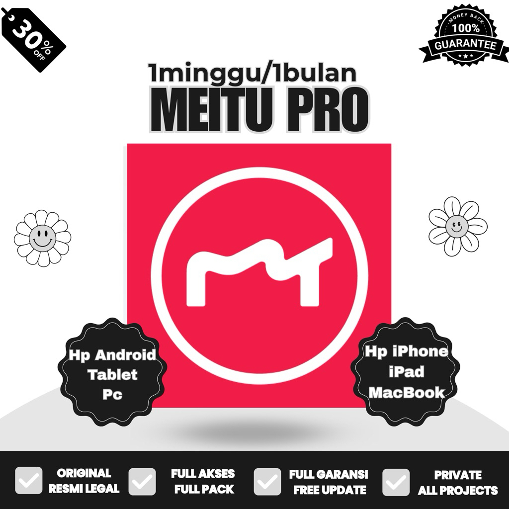 Meitu Pro Premium 1 Bulan Full Pack Full Garansi Resmi Legal iOS Dan Android Hp iPhone iPad MacBook 