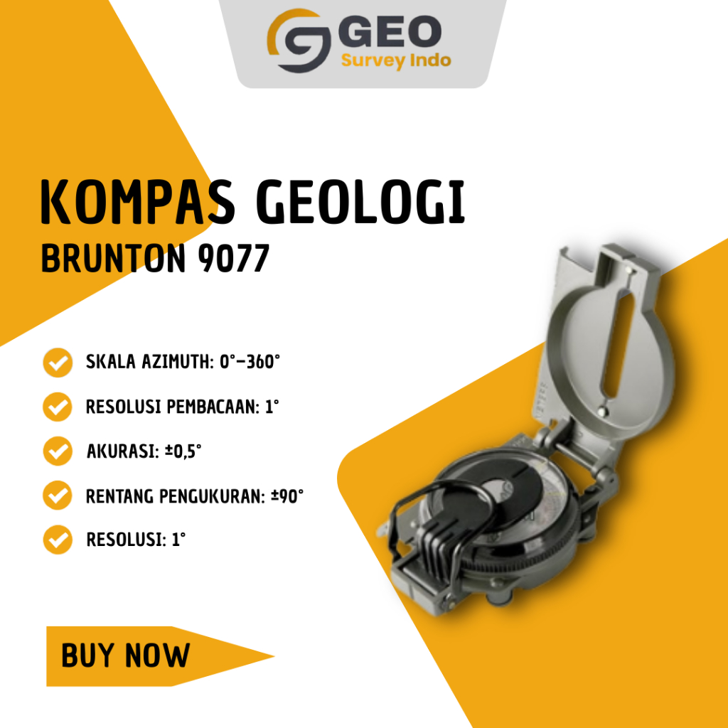 Kompas Geologi Brunton 9077 Original Transit Compass Akurasi 0.5° untuk Survey & Tambang