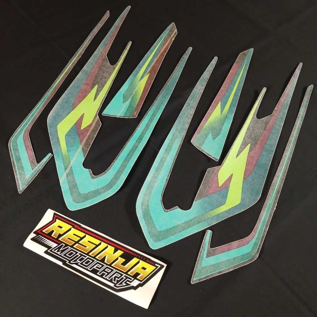 Striping Stiker Sticker Lis List Tangki Body Yamaha RXS RX Spesial 1997 97 Hijau Laminasi
