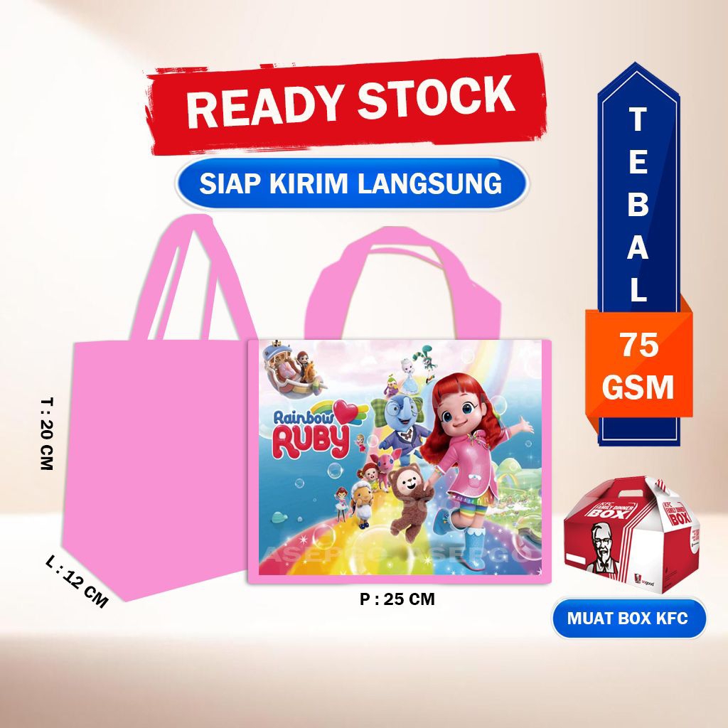 Souvenir ultah rainbow ruby pink goodie bag rainbow ruby pink