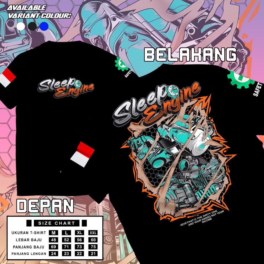 Kaos Racing Sleep Engine // Baju Distro Motor Drag Balap Herex Mesin knalpot shock Jupiter Z