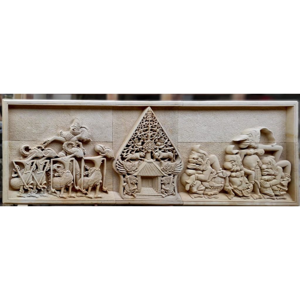 Pandawa Lima batu alam batu ukir wayang hiasan dinding
