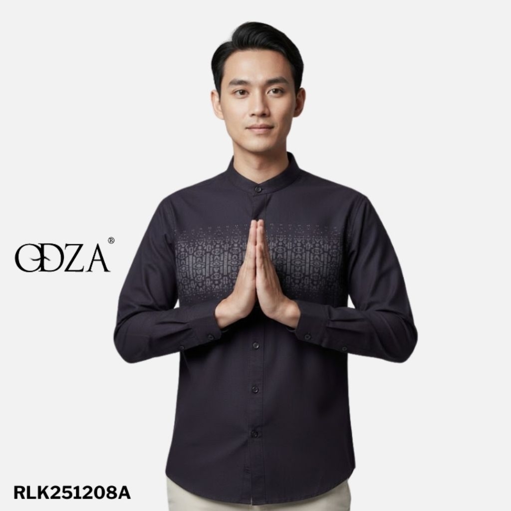 Baju koko muslim Ungu kebiruan lengan panjang kemeja koko muslim Purpel mix Blue M L XL XXL XXXL