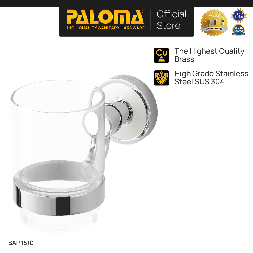 PALOMA BAP 1510 empat Gelas Sikat Gigi Kumur Rak Tumbler Holder Mandi Brass Kuningan Stainless Steel