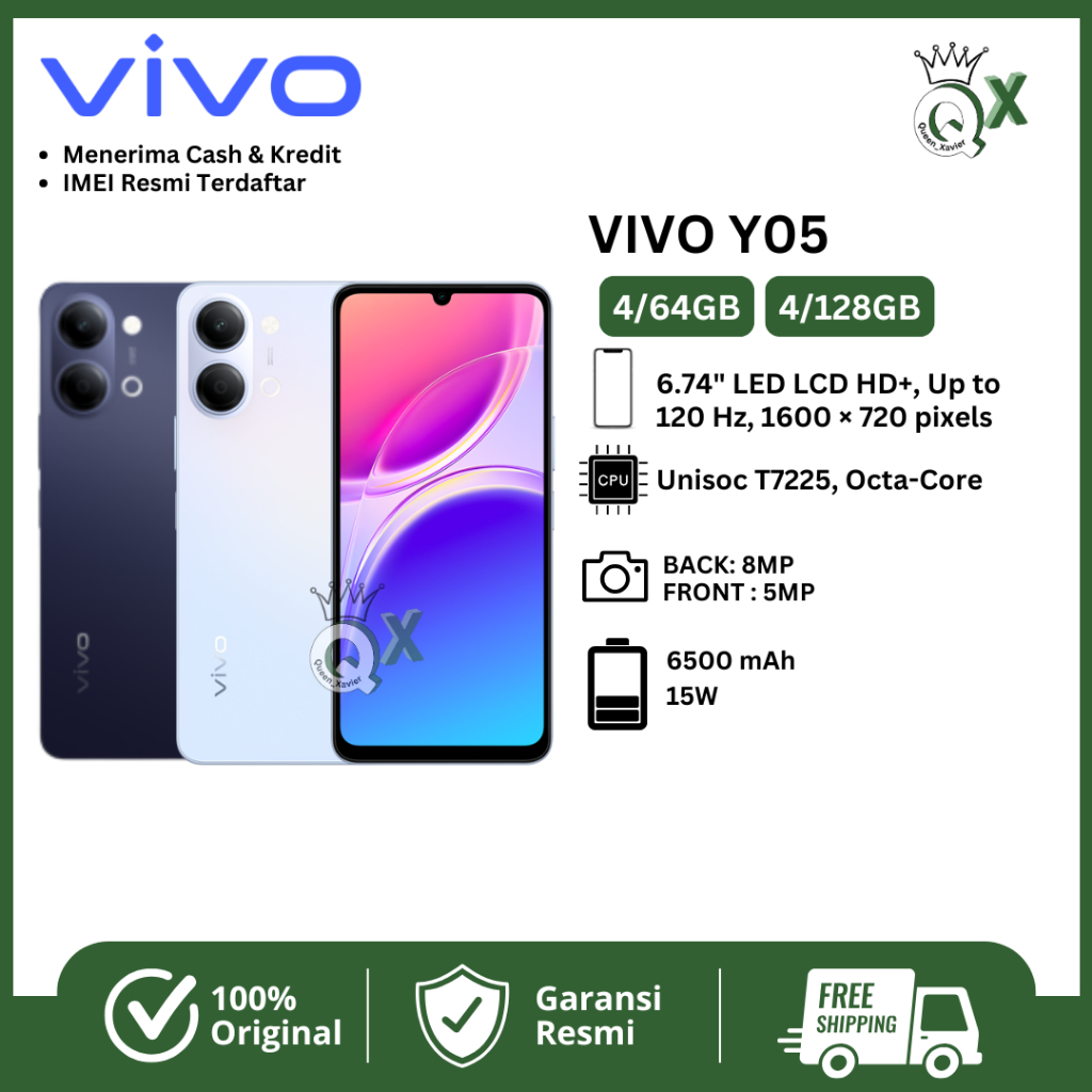 VIVO Y05 RAM 4/64GB 4/128GB GARANSI RESMI 12 BULAN