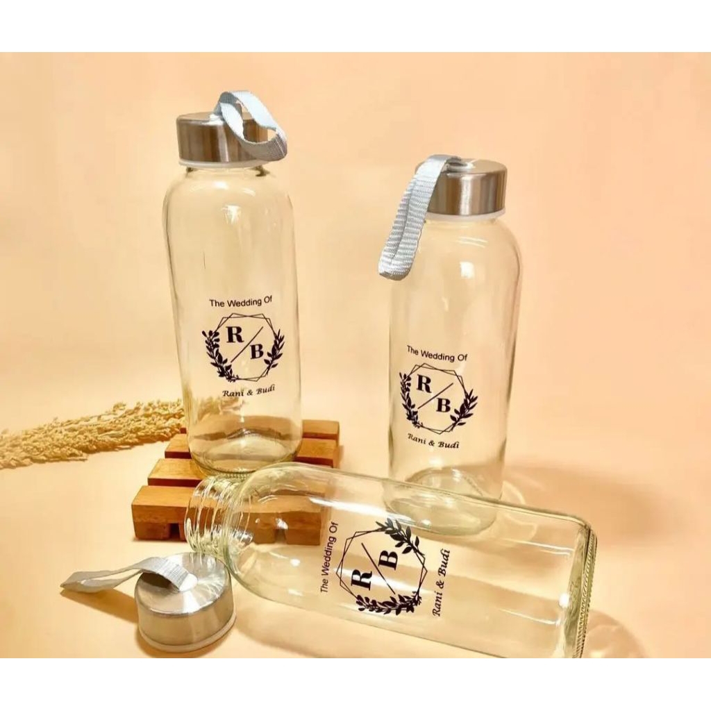 Botol bening sablon Souvenir pernikahan murah Souvenir tasyakuran Souvenir botol kaca sablon souveni