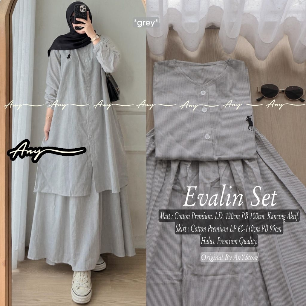 EVALIN LAVEL FILZA SET ORIGINAL BY ANY STORE oneset setelan atasan blouse dan rok katun haruka lembu