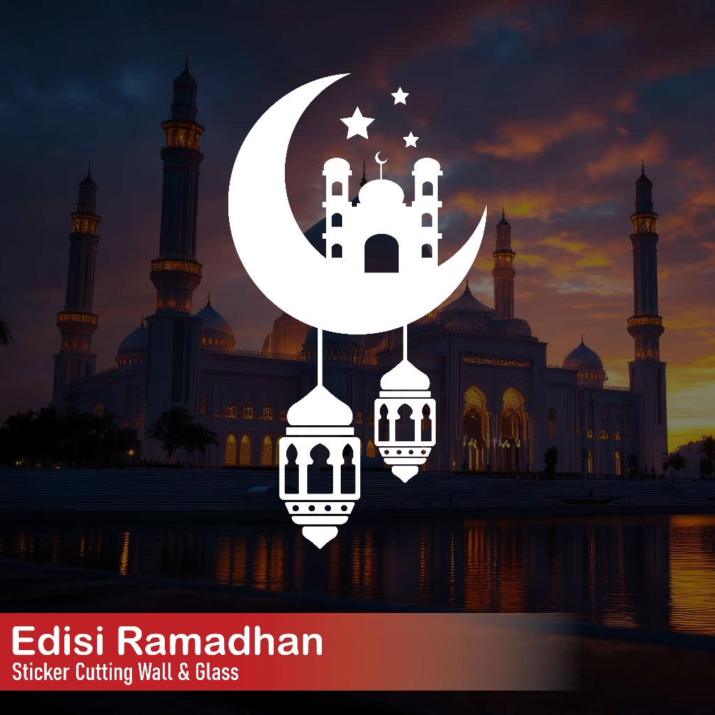 Stiker Idul Fitri Masjid Bulan Sticker Cuting Ramadhan Dekorasi Kaca Dinding