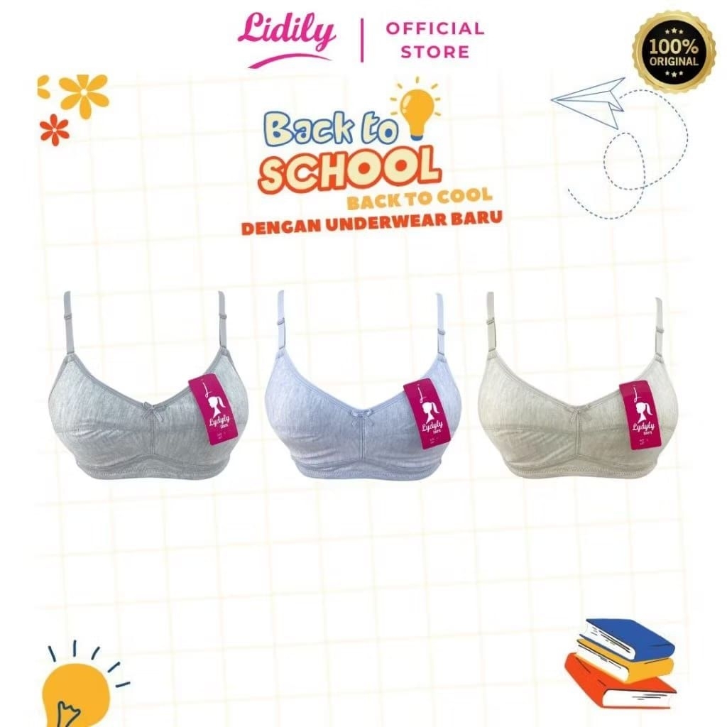 BH REMAJA LIDILY 224 TANPA KAWAT TANPA BUSA SIZE 32 34 36 NYAMAN DIPAKAI SEHARI-HARI,