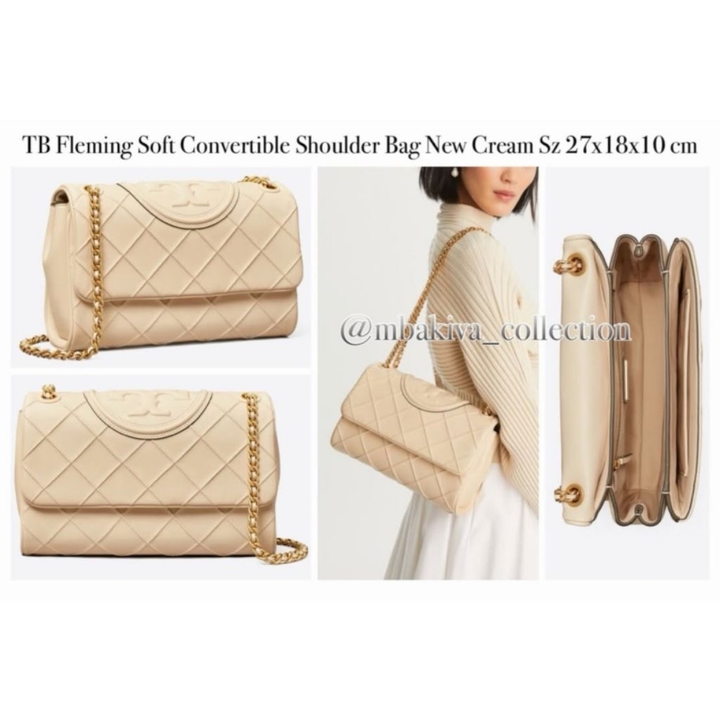 TB Fleming Soft Convertible Shoulder Bag New Cream