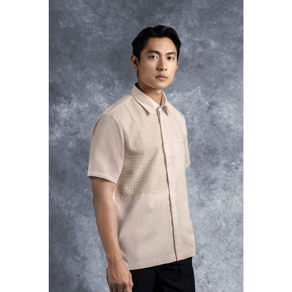 Heymale Kemeja Elok Brokat Lengan Pendek