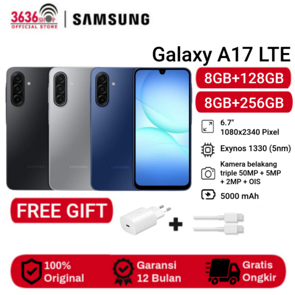 Samsung Galaxy A17 4G [PLUS ADAPTOR] [8GB+128GB] [8GB+256GB] LCD Super AMOLED - Mediatek Helio G99 -