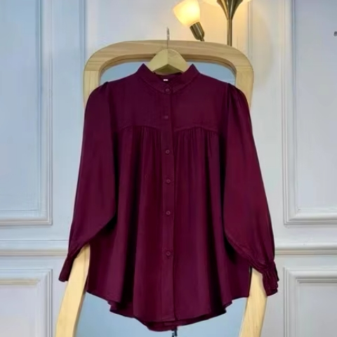 Alyssa Blouse Rayon Twill Kemeja Rayon Polos Twill Premium LD 120