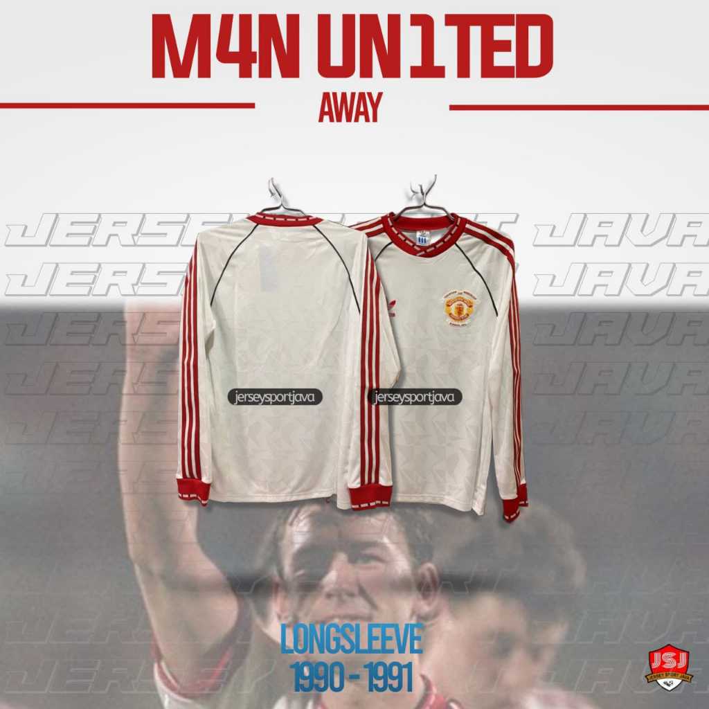 ( BISA COD ) JERSEY BAJU BOLA PRIA LENGAN PANJANG RETRO MU AWAY 90/91 GRADE AAA+ - BEST HIGT QUALITY