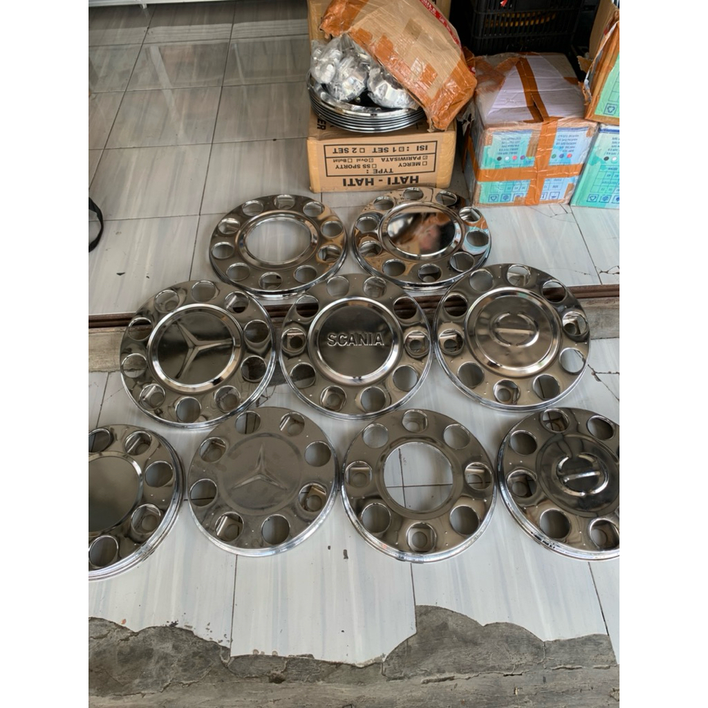 Wildop / Wheeldop Ring 20 Depan Chrome Baut Roda Lubang 10 & Lubang 8 Model Scania Hino [BIG BUS/TRU