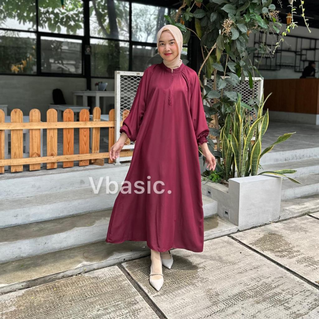 Yesaya Abaya Polos Maebela Silk Anti UV - Dress Polos Adem Basic Nyaman Adem - Gamis Lebaran - Sarim