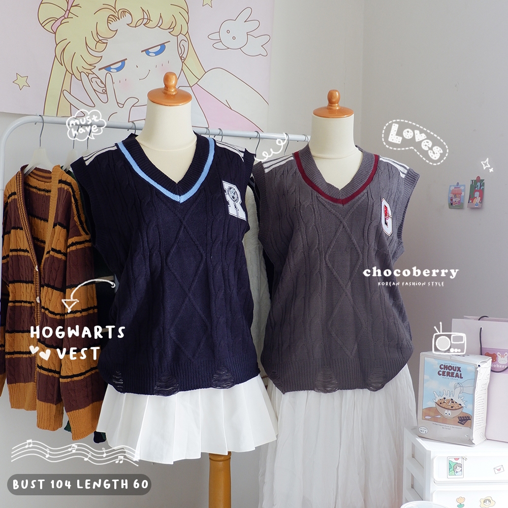CHOCOBERRY - HOGWARTS VEST | rompi rajut import school girl look