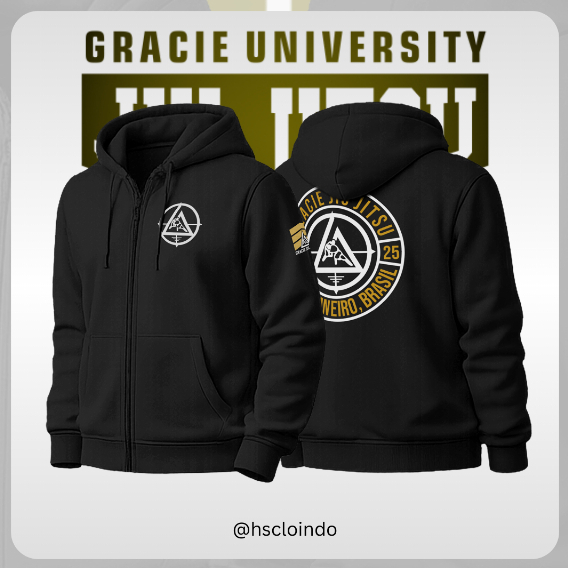 Jaket XS-5XL GRACIE UNIVERSITY Sniper MMA UFC BJJ Brazilian Jiujitsu Martial Art Hoodie Zipper Bahan