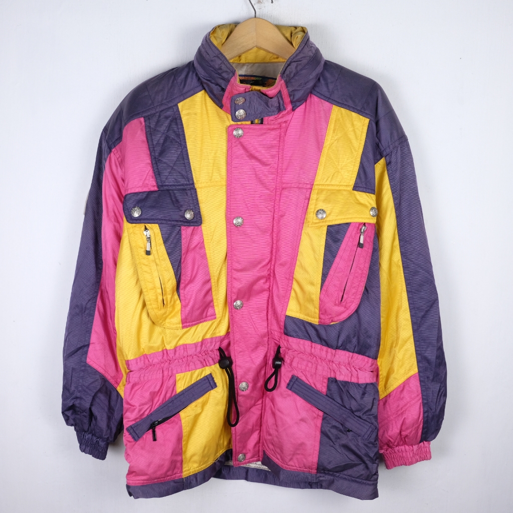 JAKET VINTAGE SAMAS COLORBLOCK SNOWBOARD SKI TEAM RACING JK46 SIZE L