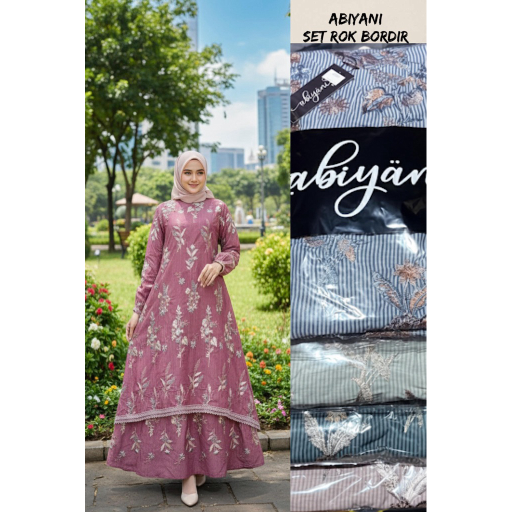Gamis abiyan print payet kekinian jumbo