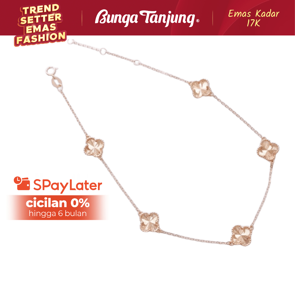 GELANG KAKI CLOVER - HALA GOLD - EMAS 18K - BUNGA TANJUNG