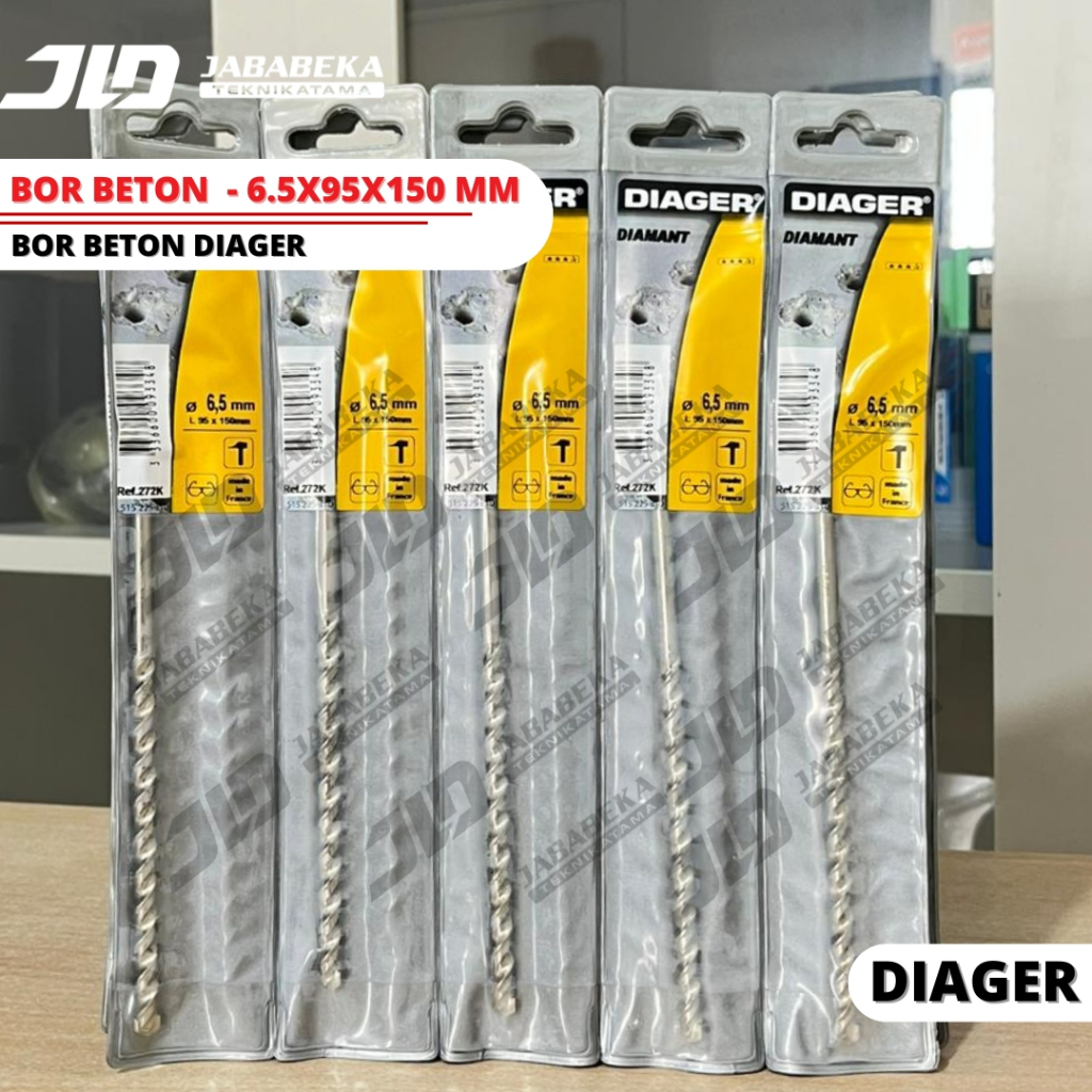 - DIAGER Mata Bor Tembok Beton 6.5 x 150 MM Long Drill Mata Bor Panjang Beton 6.5 mm 6.5x95x150 mm D