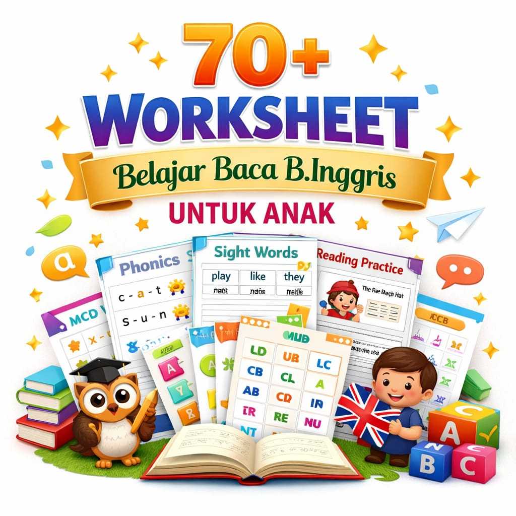 70+ Worksheet Belajar Membaca Bahasa Inggris untuk Anak