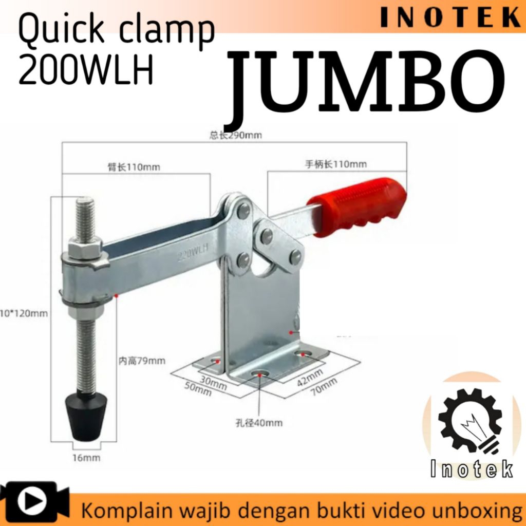 Toggle quick clamp JUMBO 200WLH klem jepit kayu besar