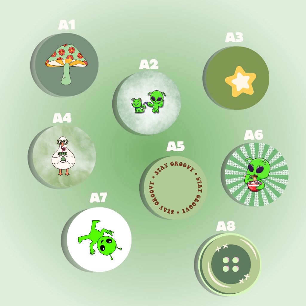 Pin Button Aesthetic | Pin Bag | Green Aesthetic | Pin Peniti - Ukuran 58mm