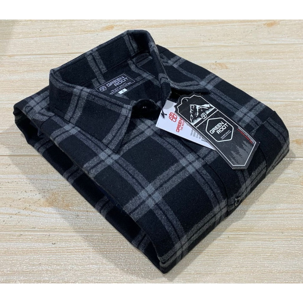 Kemeja Jumbo Flannel Lengan Pendek Big Size Baju Hem Flanel Big 5XL-6XL Atasan Baju Premium