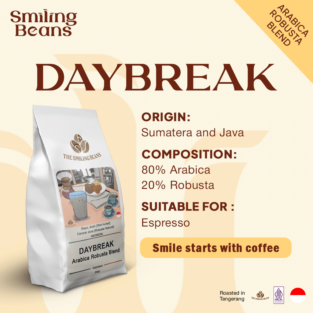 Smiling Beans Espresso Arabica Robusta | 80% 20% House Blend | DAYBREAK