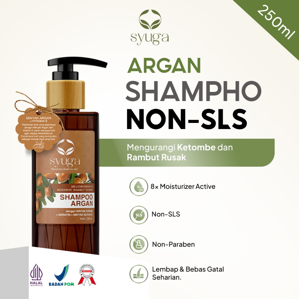 Syuga Shampoo Argan 250ml - Sampo gentle formulation dengan Keratin untuk melembutkan dan merawat ra