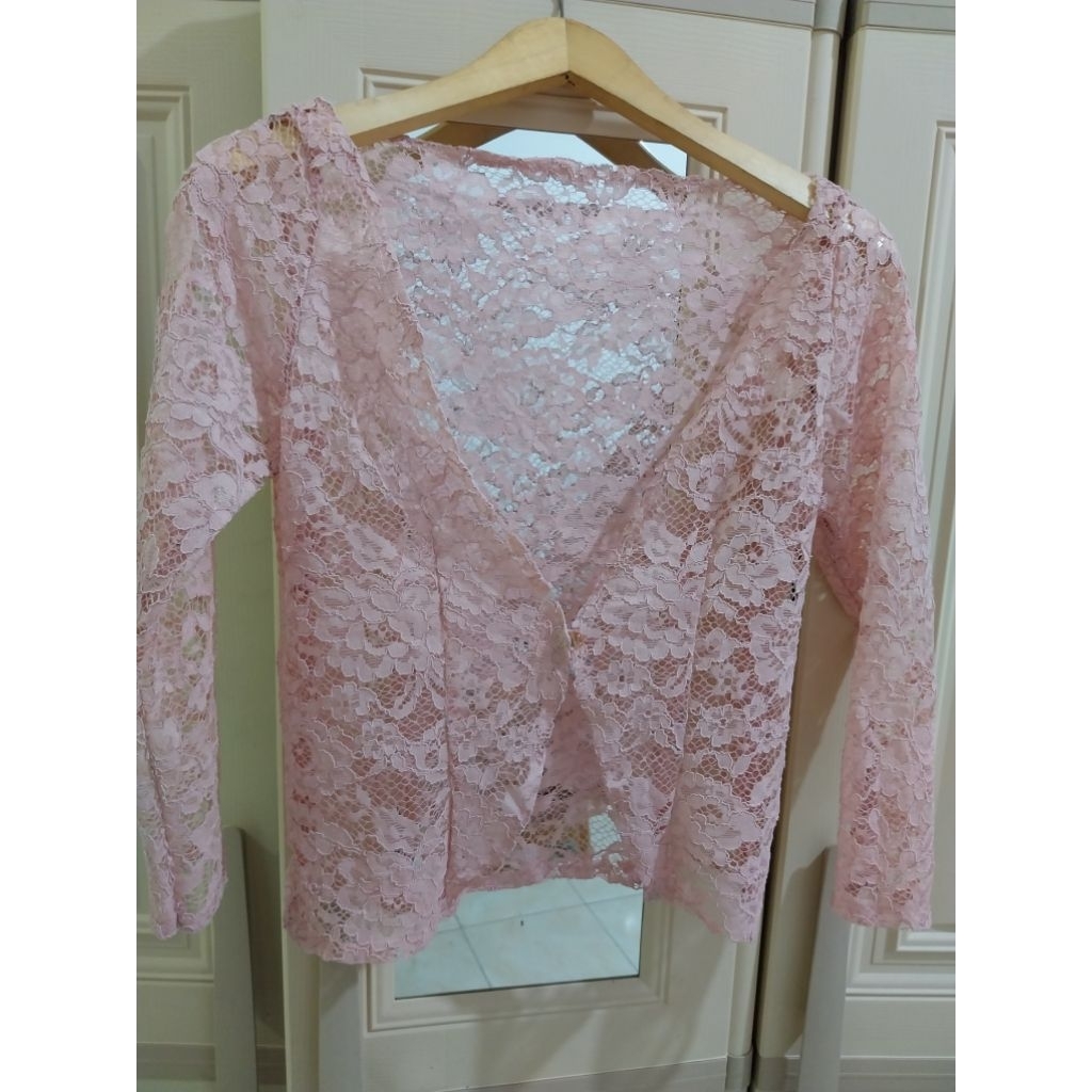 Outer brokat pink muda