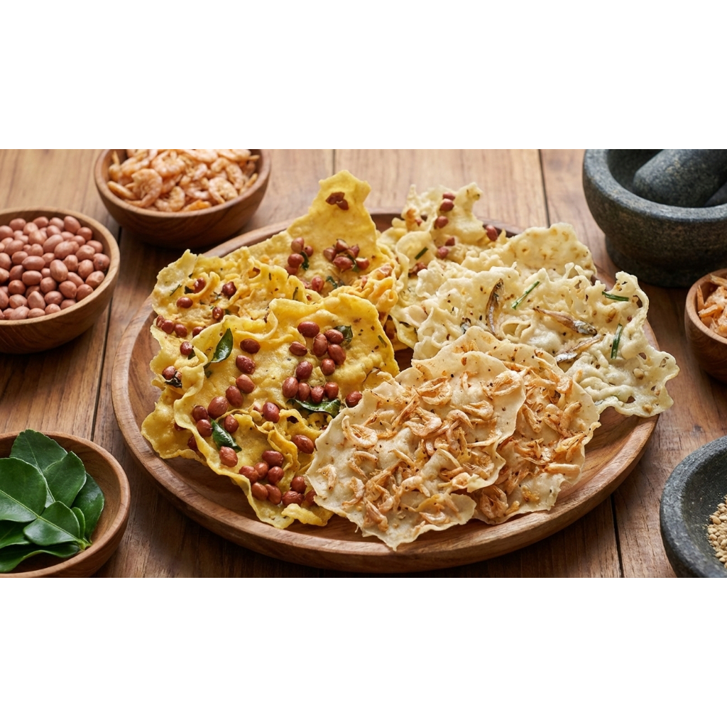 Rempeyek Kacang Tanah dan Udang Rebon Ebi Renyah Gurih Tidak Berminyak Peyek Tipis Premium Dapur Mba
