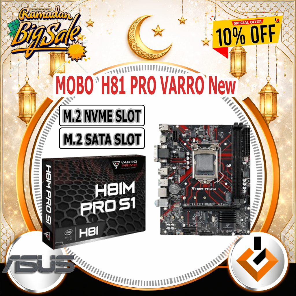 Mobo Mainboard H81 Socket LGA 1150 Varro Nvme NEW