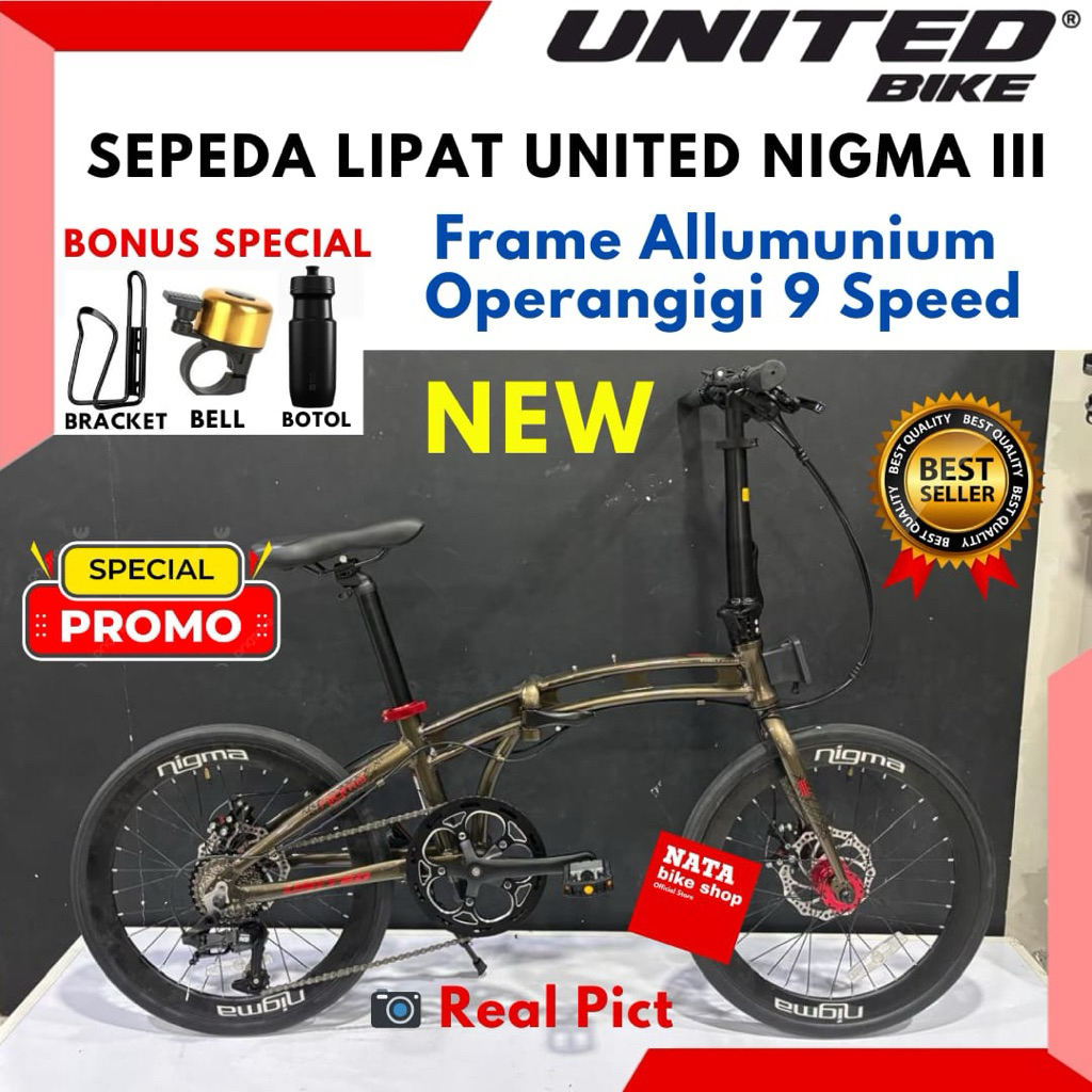 Sepeda Lipat 20 Folding Bike United Nigma III Alloy 9 speed