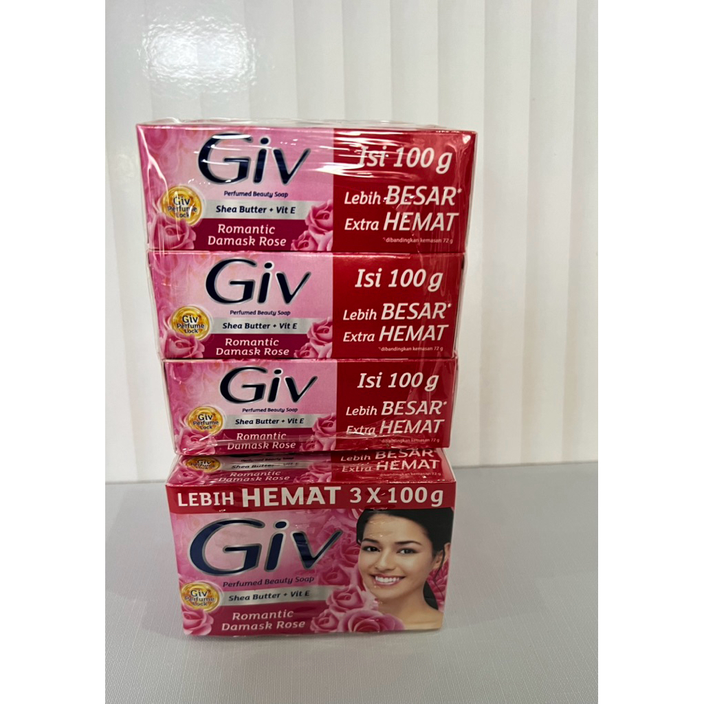 sabun giv batang romantis damask rose (6 pcs)kemasan lebih besar extra hemat 100 gram