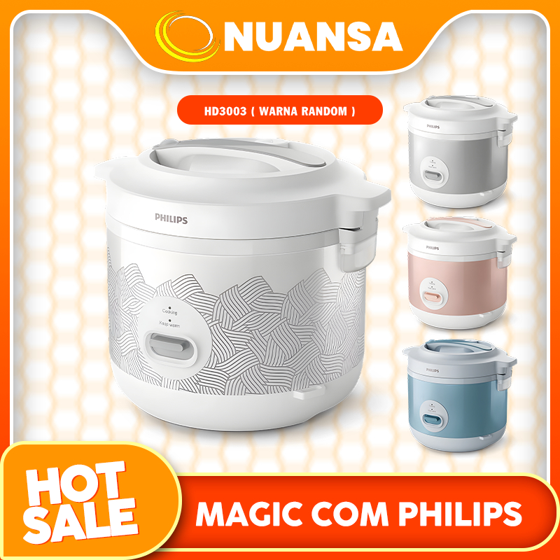 Philips Rice Cooker HD3003 (seri 1000) adalah penanak nasi 1.8 liter dengan teknologi pemanasan 3D y