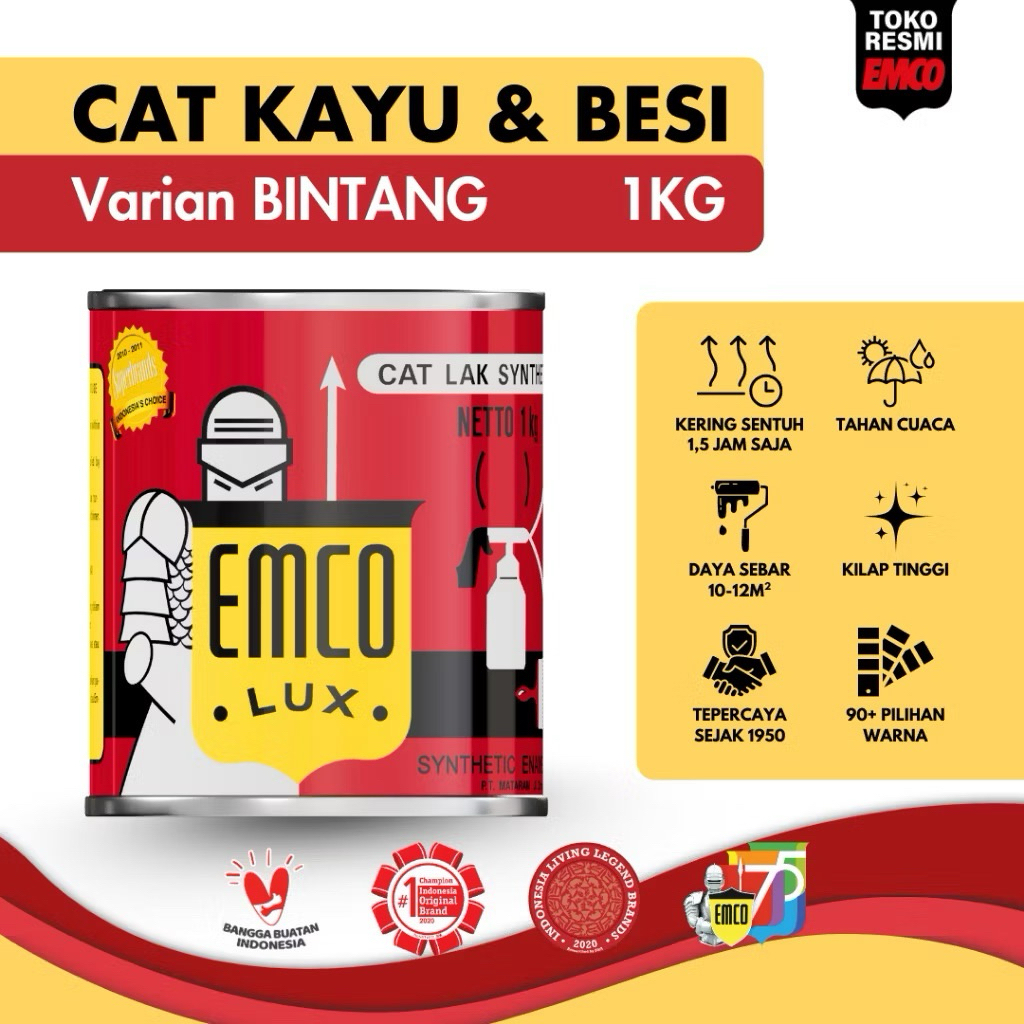 Emco Lux Cat kayu dan besi 1kg- Warna Bintang (gelap)