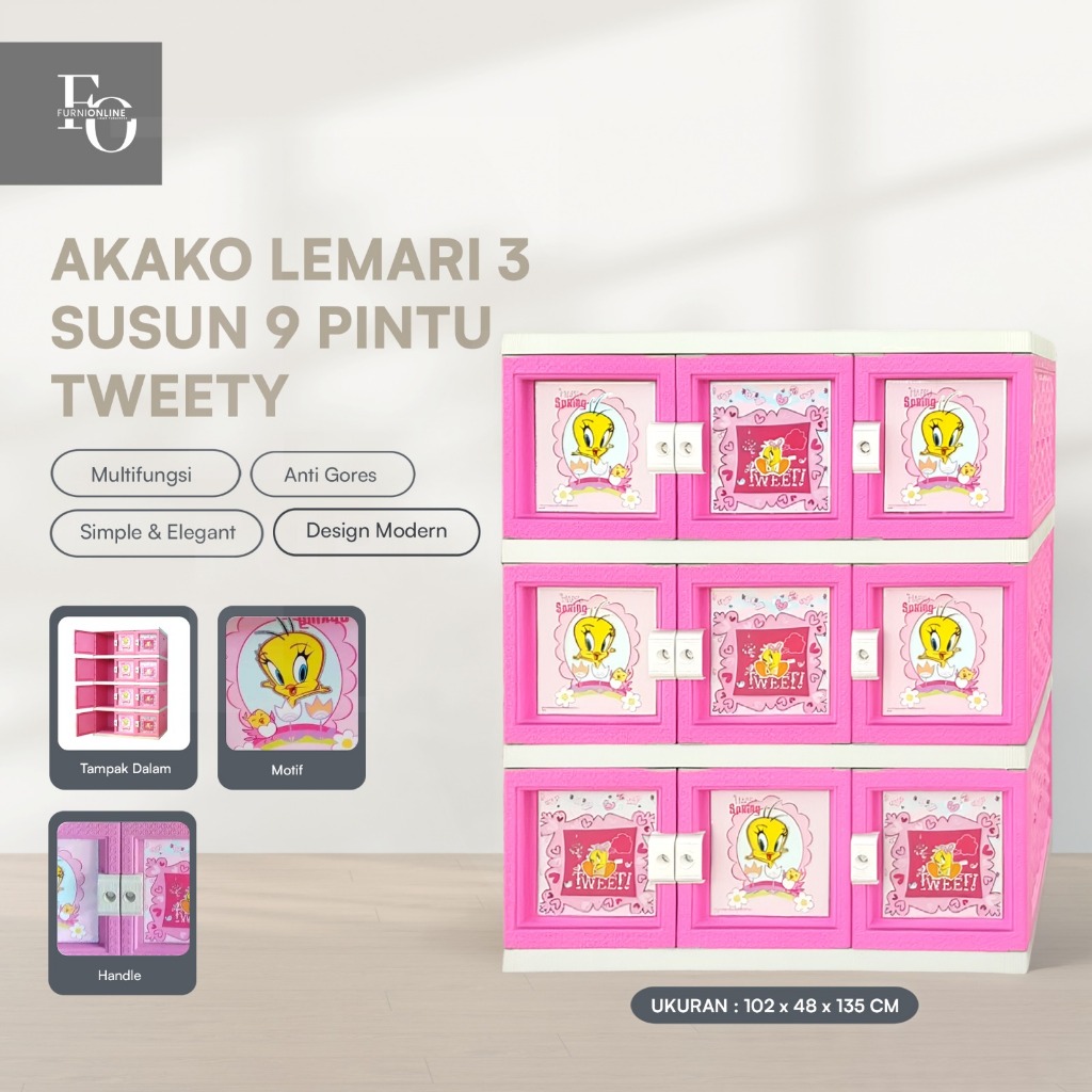 AKAKO - Lemari Plastik Mega JUMBO 3 Susun 9 Pintu ( PROMO )