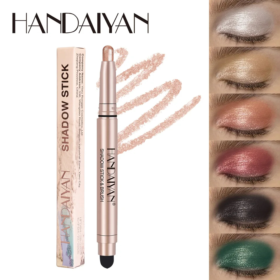 Stick Eyeshadow Warna-warni Merah Muda Coklat Hijau Hitam Pensil Eyeshadow Gloss Tinggi Pearl Shadow