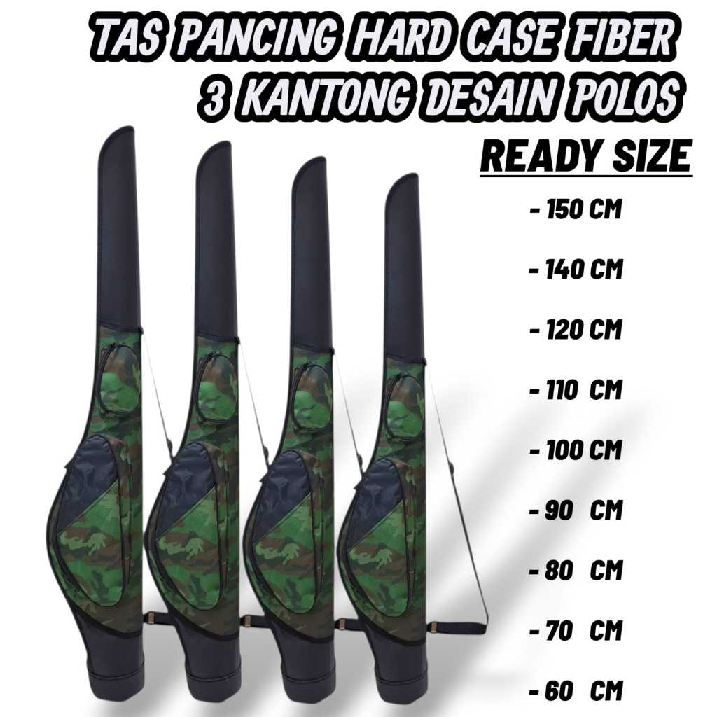 Tas Joran Pancing Hardcase 3 Kantong Saku Desain Polos Kualitas Premium Fiber Tebal + Bawah Mangkok 